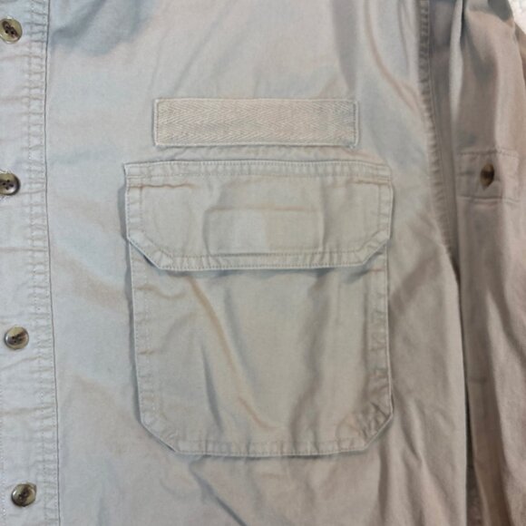 Bugle Boy Originals Cargo Mens Long Sleeve Button-Up Shirt Size L Beige Cotton - Picture 6 of 12
